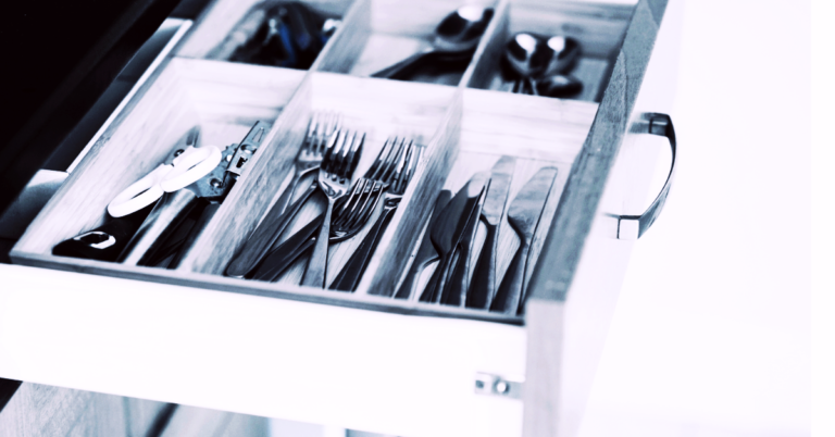 A drawer contributing to how to deep clean kitchen