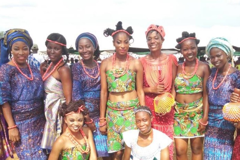 9 corps member dressed in a native attire during camp social night activities