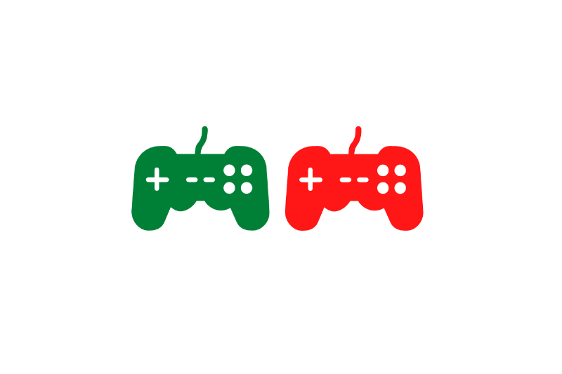 game pad colored red and green