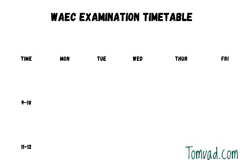 the structure of an ideal waec timetable 