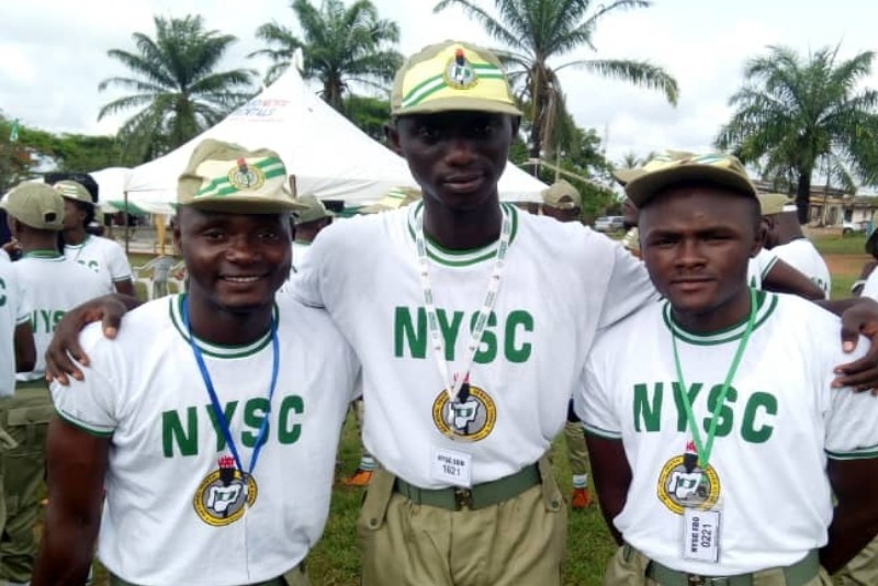 Three friends on their nysc uniform